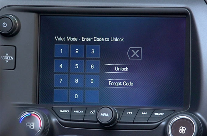 2015 model Corvette'te yer verilen Vale modu tam bir kullanıcı dostu Vale Modu
