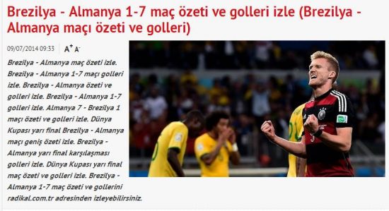 Google, Türkiye'nin önemli gazetelerini spam nedeniyle artık yok sayıyor Radikal'in bir spam örneği