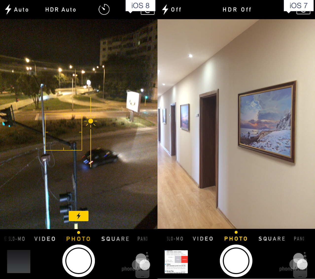 Görsel karşılaştırmalarla iOS 7 vs iOS 8 Kamera