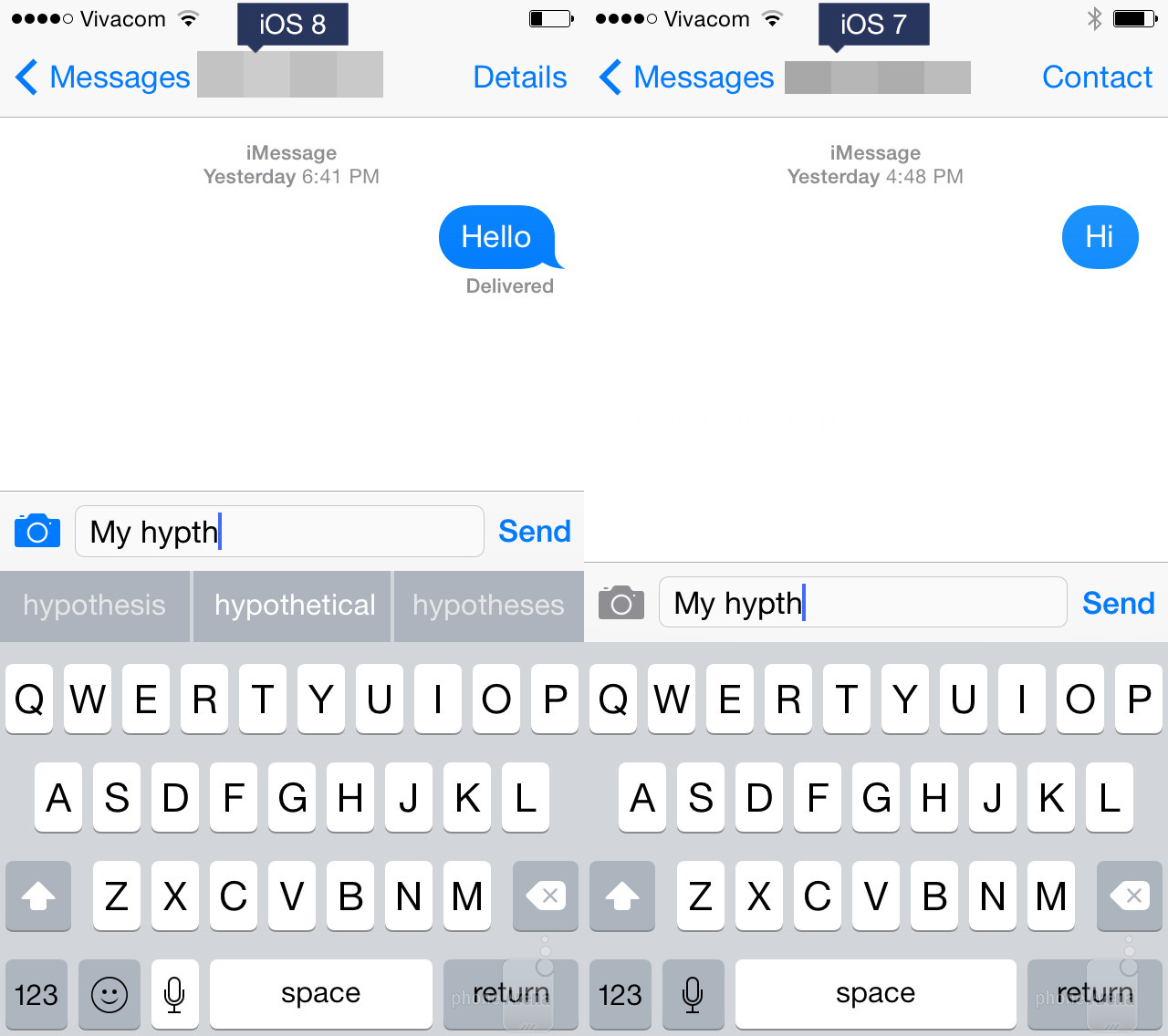 Görsel karşılaştırmalarla iOS 7 vs iOS 8 QuickType tahminleri