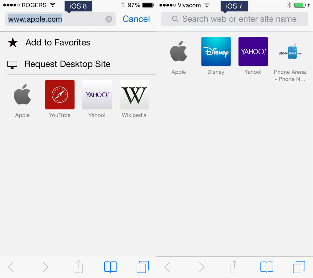 Görsel karşılaştırmalarla iOS 7 vs iOS 8