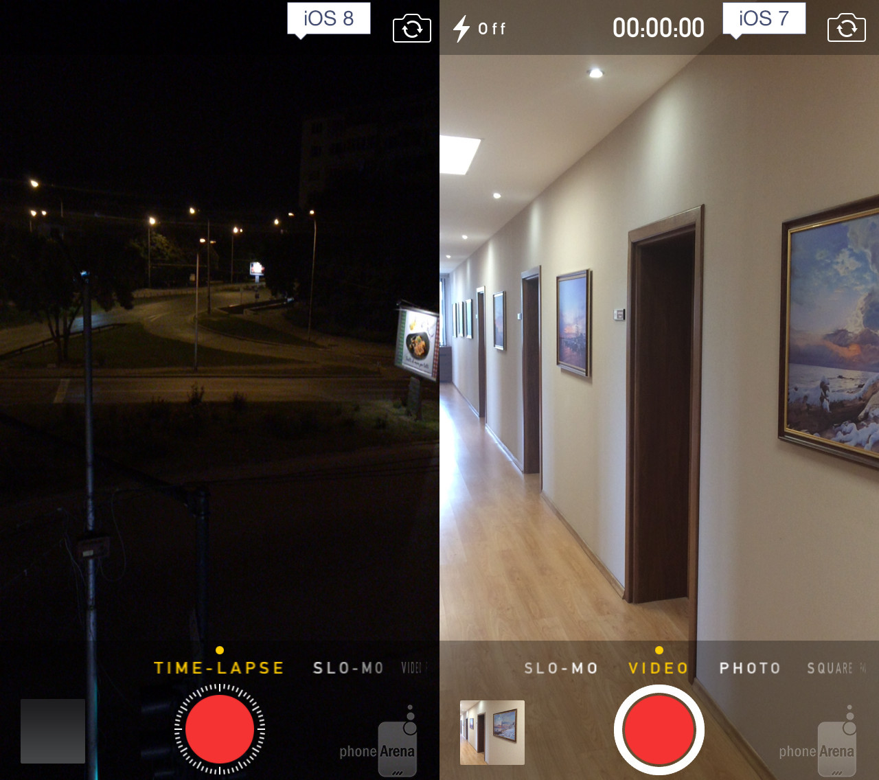 Görsel karşılaştırmalarla iOS 7 vs iOS 8 Time lapse video