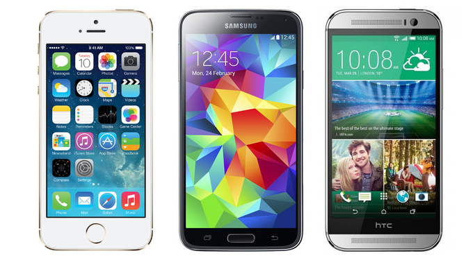 iPhone vs Samsung Galaxy S5 vs HTC One (M8)