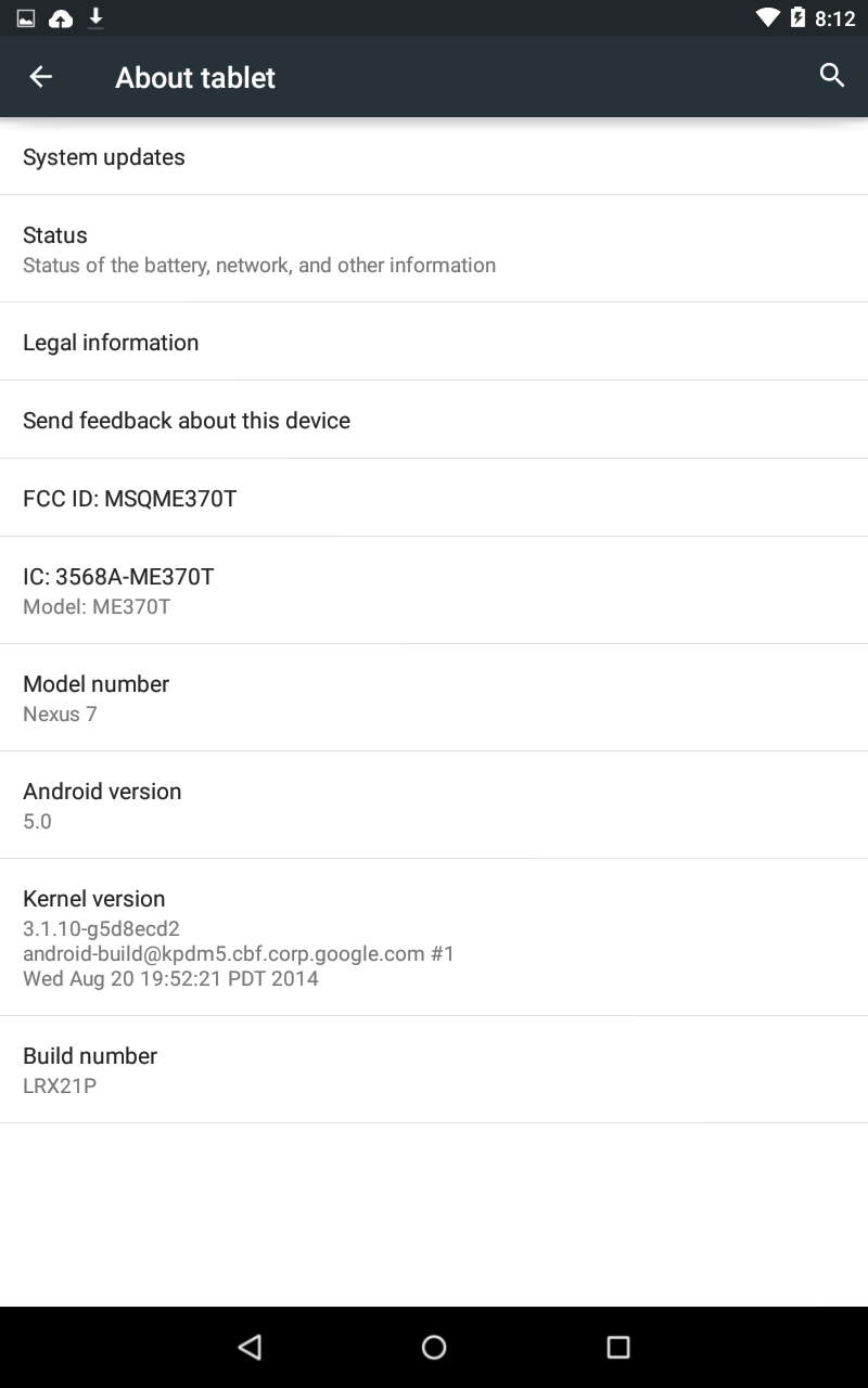 Nexus 7'ye gelen Android Lollipop, işletim sisteminin final sürümü olabilir Nexus 7 - Android Lollipop