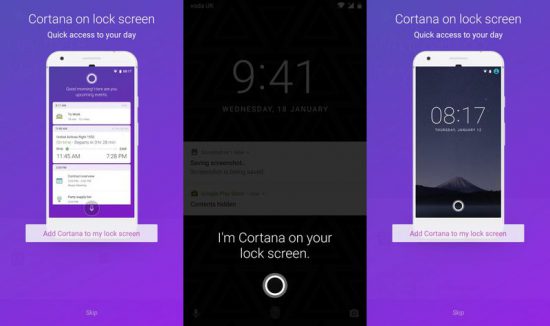 Microsoft Cortana Sonunda Android Kilit Ekranındaki Yerini Aldı