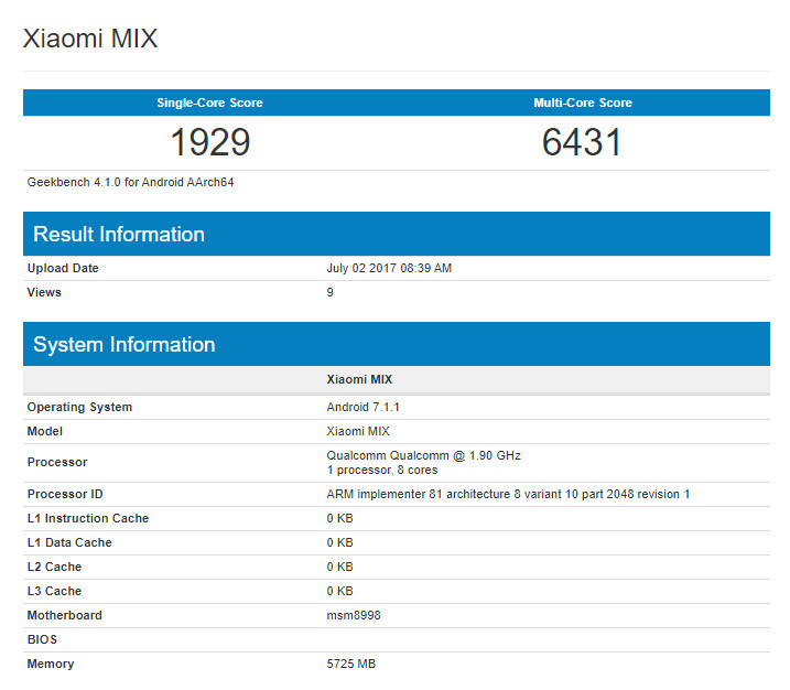 Xiaomi MI MIX 2'nin Teknik Özellikleri Ortaya Çıktı