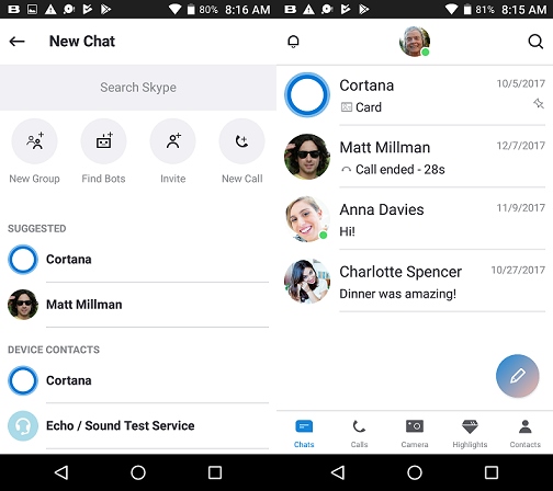 Skype'ın Android Arayüzü Değişiyor