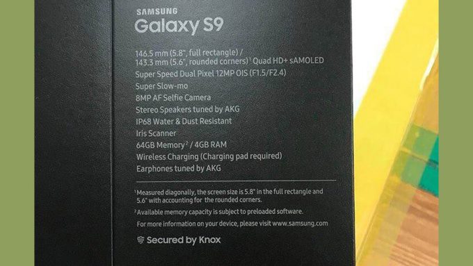 Samsung Galaxy S9'un Kutusu ve Özellikleri Ortaya Çıktı!