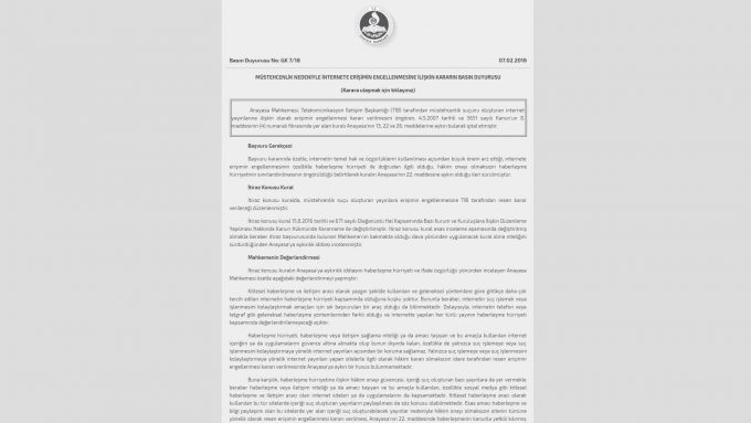 AYM'nin TİB Kararı