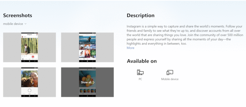 Microsoft Mağazası Instagram'ın mobil versiyonunu kaldırdı