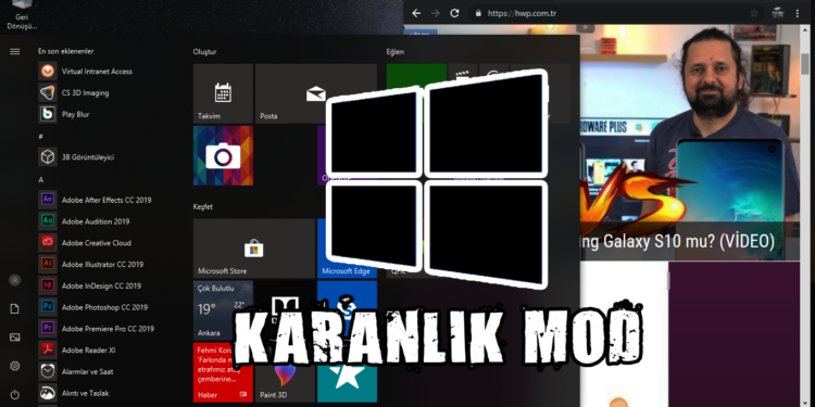 Windows 10 karanlık mod