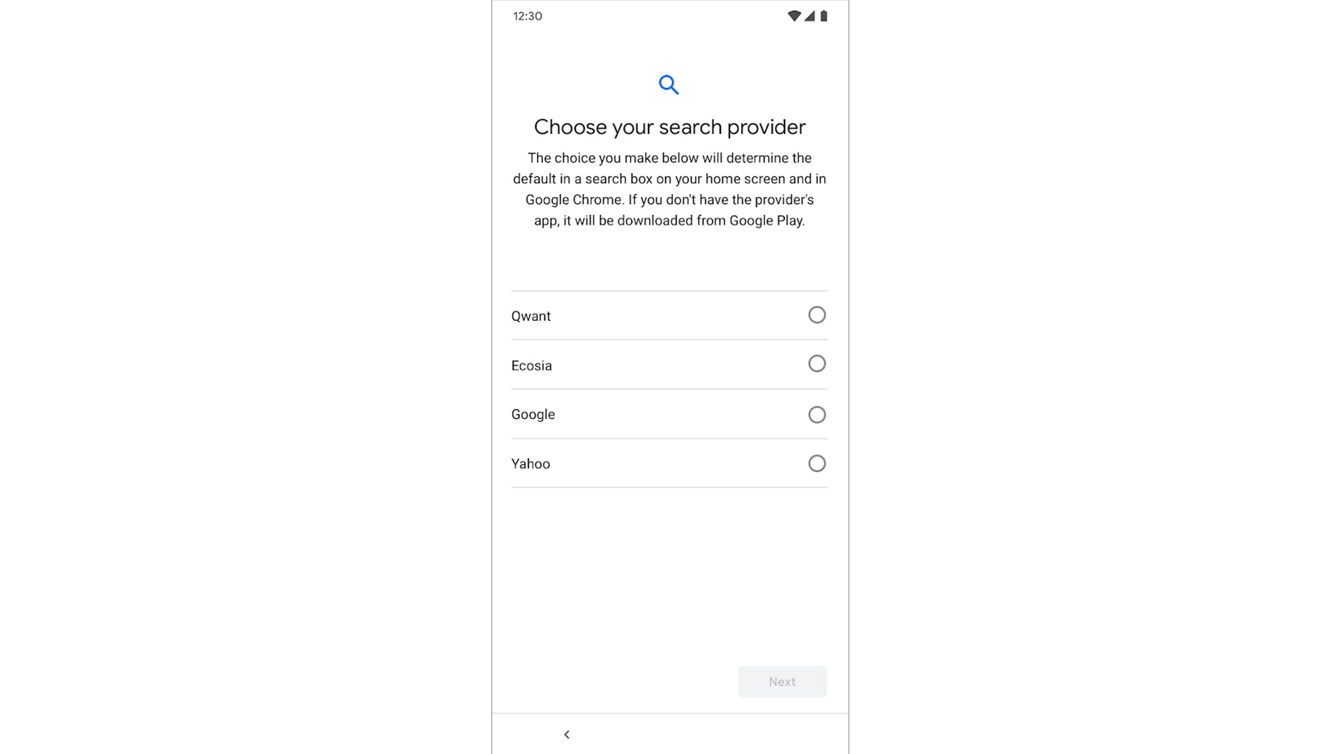 Google, Android için arama motoru seçim ekranı getiriyor