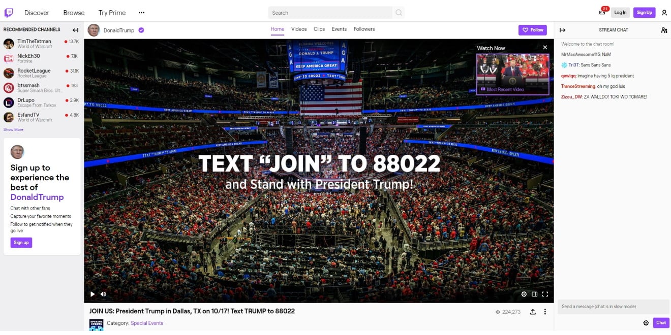 Donald Trump şimdi de Twitch yayıncısı oldu!