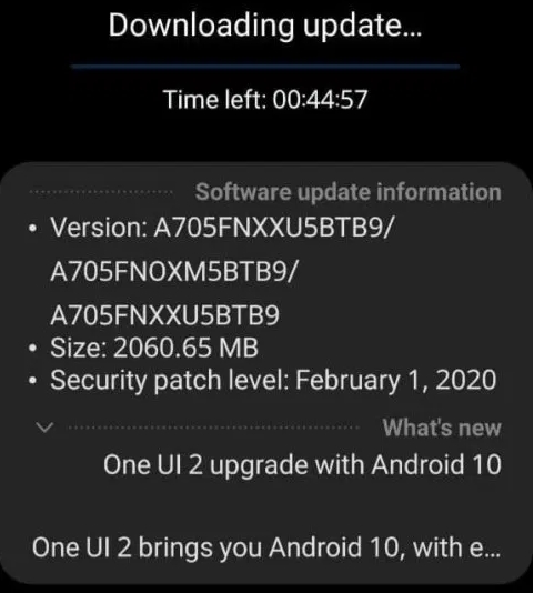 android 10 galaxy a70