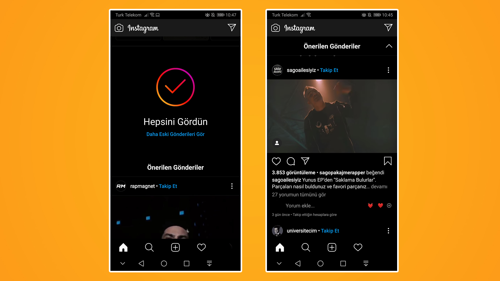 Instagram önerilen gönderiler