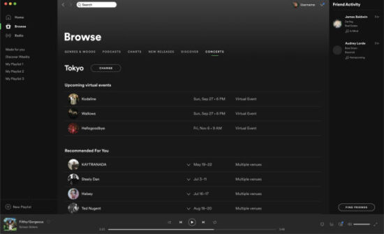 Spotify artık sanatçı sayfalarında etkinlikleri listeleyecek