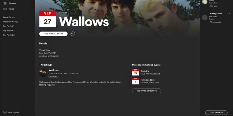 Spotify artık sanatçı sayfalarında etkinlikleri listeleyecek