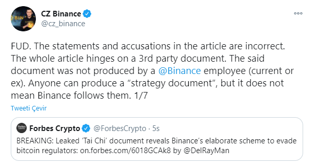 Sızan bir belge, Binance'in Bitcoin düzenleyicilerine yönelik planını açıklıyor