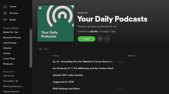 Spotify kullanıcıları artık bireysel podcast bölümlerini kitaplıklarına kaydedebilir