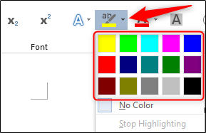 microsoft word metin vurgusu