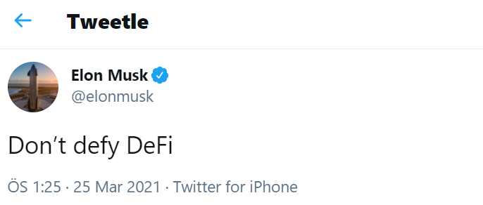 Elon Musk DeFi ile ilgili tweet attı! Piyasa hareketlendi!
