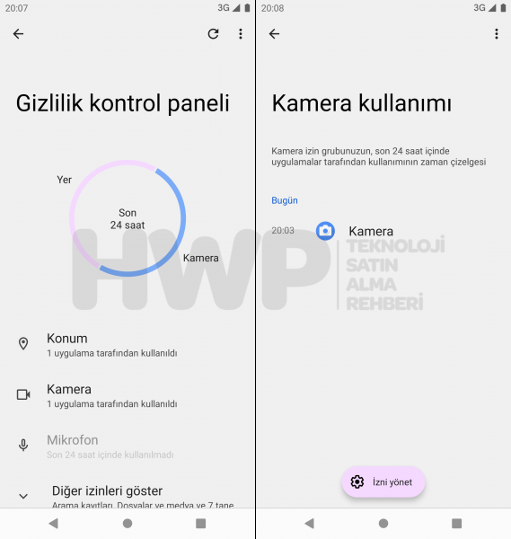 Android 12 Gizlilik Panosu