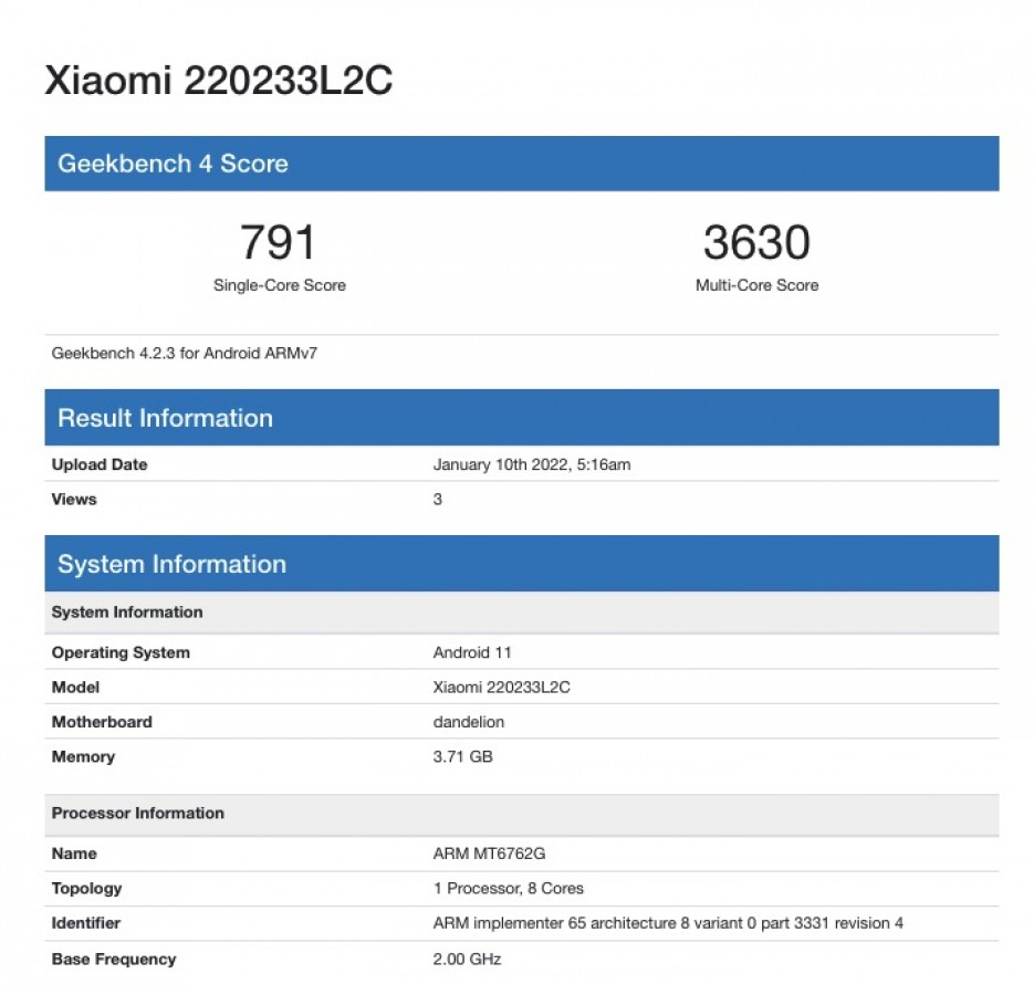 Xiaomi Redmi 10A Geekbench'te Görüntülendi