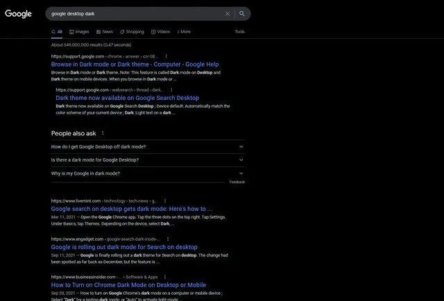 Google Arama, Masaüstünde Yeni Bir Simsiyah Koyu Temayı Test Ediyor!