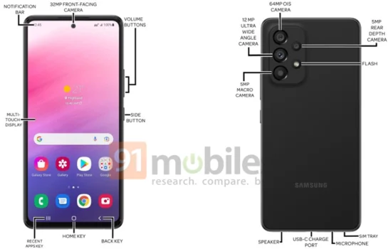 Samsung Galaxy A73 5G'nin Görseli Sızdırıldı!