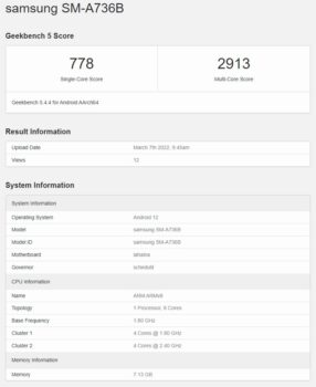 Samsung Galaxy A73 5G, Geekbench Listelerinde Görüntülendi!