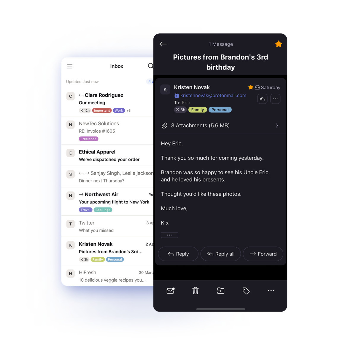 ProtonMail iOS için Karanlık Mod Desteği Dahil Yeni Tasarımına Kavuştu!
