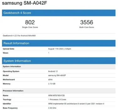 Galaxy A04 Core Geekbench Testinde ! A04 Core
