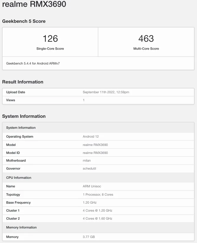 Realme C30s, Geekbench'te Görülüyor