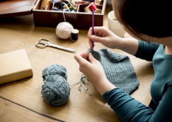 Woman Knitting Handicraft Hobby Homemade