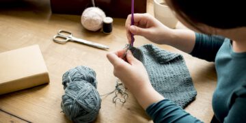 Woman Knitting Handicraft Hobby Homemade