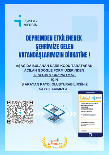 İŞKUR Depremzedeler İçin "Yeni Umutlar" Projesini Hayata Geçirdi! İŞKUR Depremzedeler İçin "Yeni Umutlar" Projesini Hayata Geçirdi!