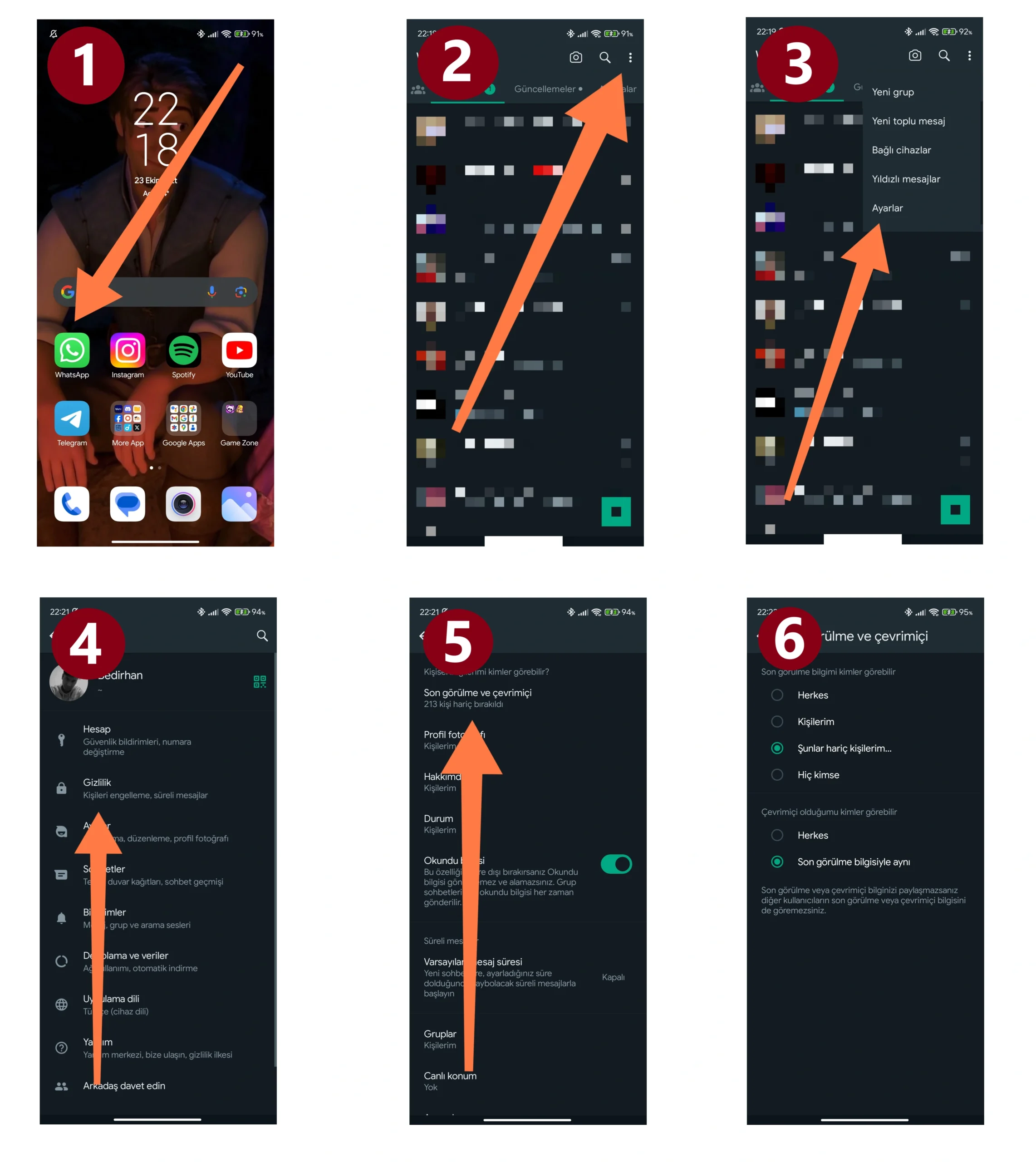 WhatsApp çevrimiçi kapatma