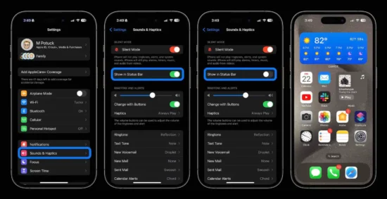 iPhone 15 Pro sessiz modu simgesi nasıl gizlenir?