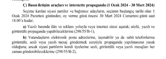 Seçim Yasakları