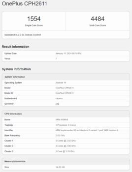 OnePlus 12R Geekbench 