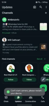 WhatsApp kamera hatası