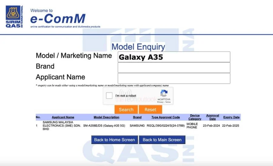 Galaxy A35 SIRIM