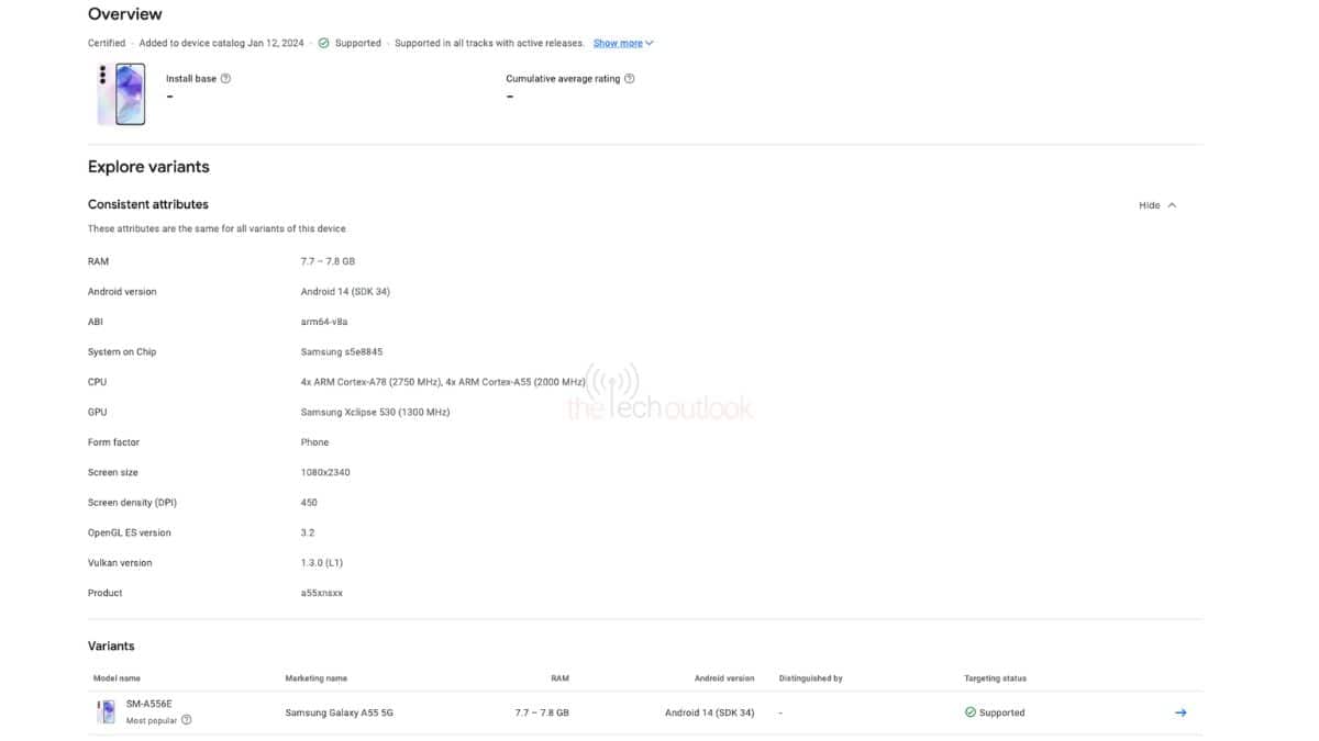 Galaxy A55 Play Console