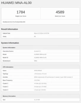 Huawei P70 Geekbench