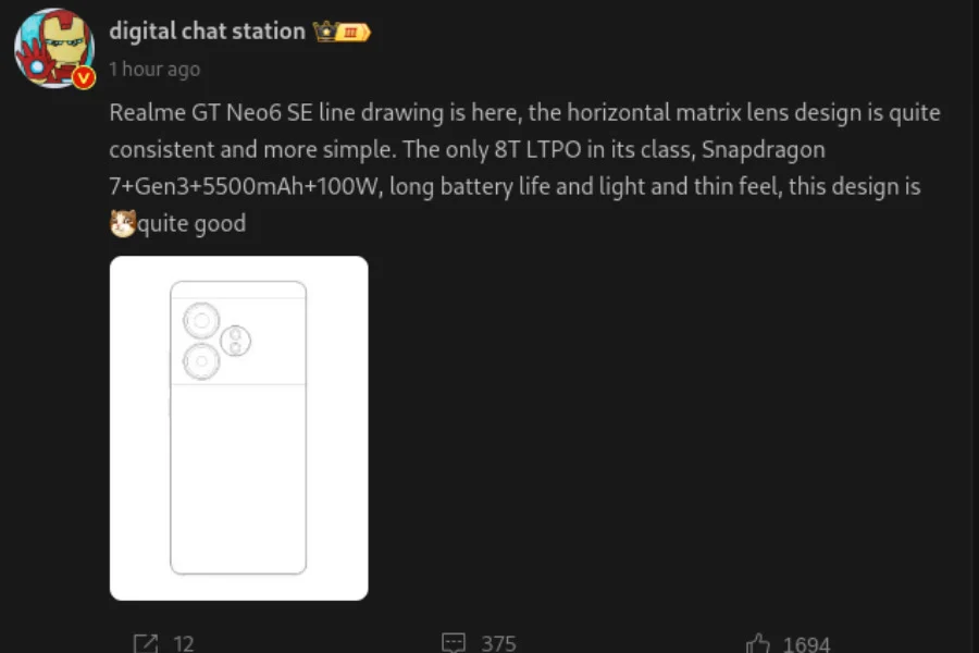 Realme GT Neo 6 SE tasarım
