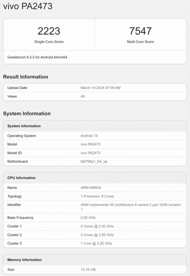 Vivo Pad 3 Pro Geekbench