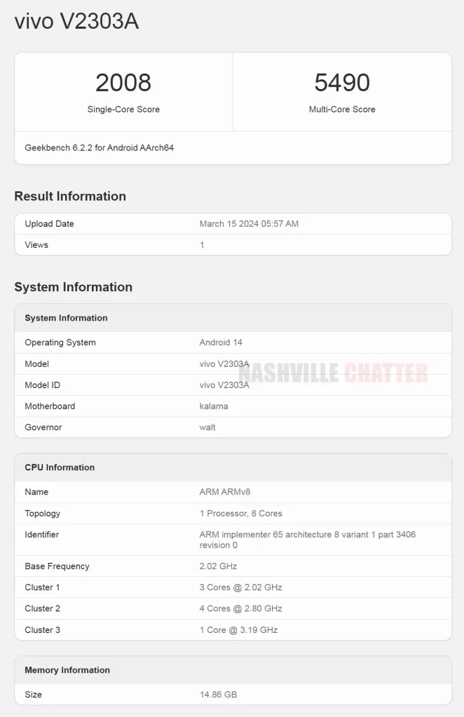Vivo X Fold 3 Geekbench