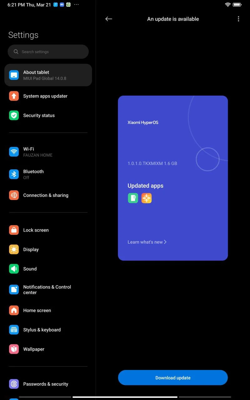 Xiaomi Pad 5 HyperOS