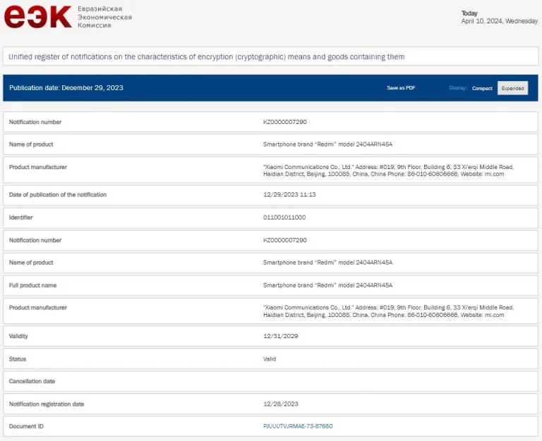 Redmi 13 sertifika