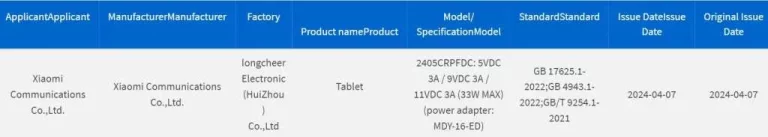 Redmi Pad Pro şarj hızı